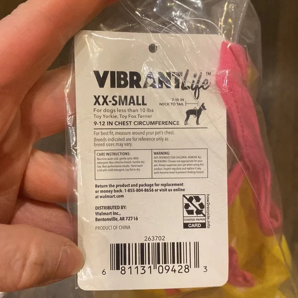 NWT Vibrant Life Dog Dress, Yellow Pink White Polka Dot, XSmall up to 10 pounds - Picture 6 of 6